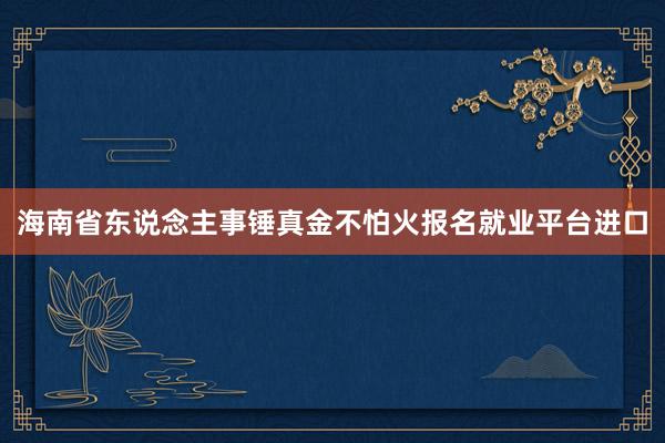 海南省东说念主事锤真金不怕火报名就业平台进口